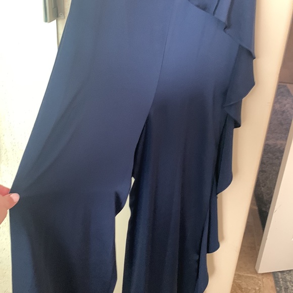 Diane Von Furstenberg blue and black ruffle satin jumpsuit - Picture 5 of 5